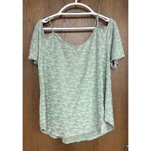 Kaileigh Top Womens XXL Valette Back Cold Shoulder Green Blouse Flutter Sleeve